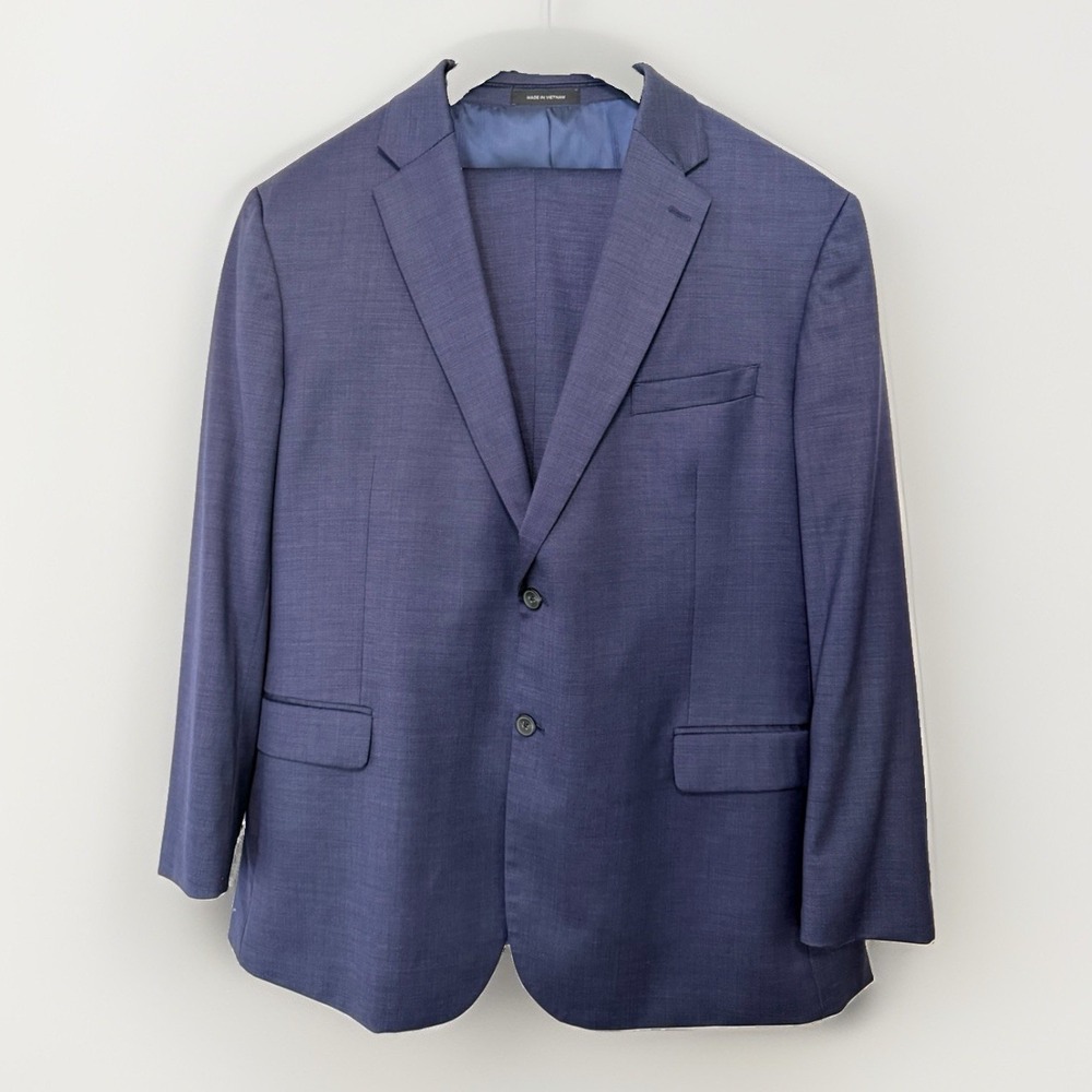 Awearness Kenneth Cole Mens Blue 2-Piece Suit 50L 40W Wool Stretch 2-Button